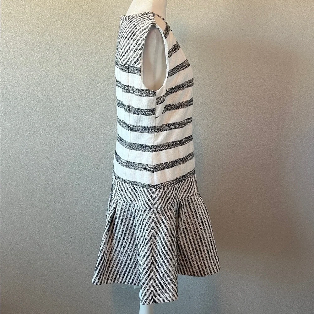JCrew Tweed Striped Drop Waist Dress Blue/White Size 8 Style B9826